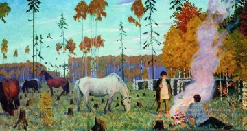 Boris Mikhailovich Kustodiev œuvres - nuit de cheminée 1917 Boris Mikhailovich Kustodiev